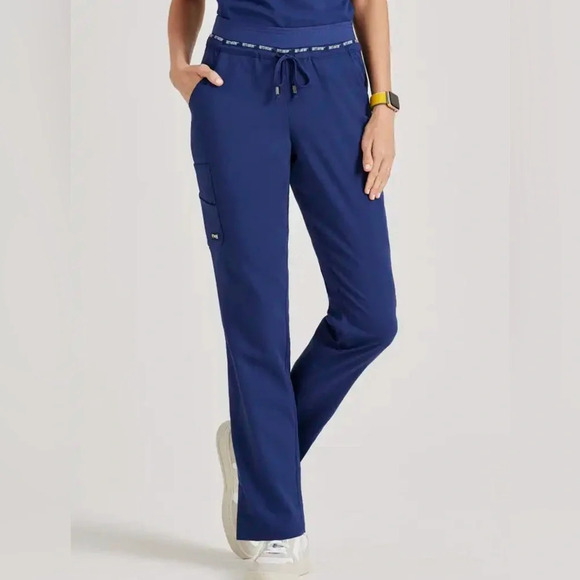 GREYS ANATOMY SPANDEX STRETCH SERENA MIDRISE TAPERED LEG SCRUB PANT INDIGO MT - Picture 4 of 8